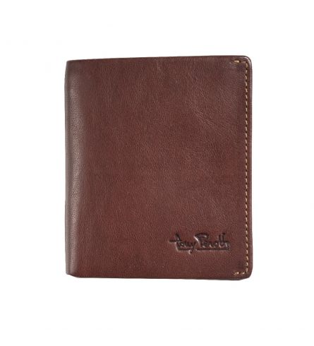 Tony Perotti Slim Vertical Billfold  with banknote and coin pocket and creditcard slot Brown